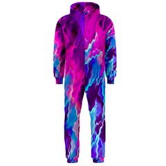 Stormy Pink Purple Teal Artwork Hooded Jumpsuit (men)  by KirstenStarFashion