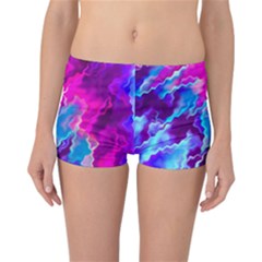 Stormy Pink Purple Teal Artwork Reversible Boyleg Bikini Bottoms by KirstenStarFashion