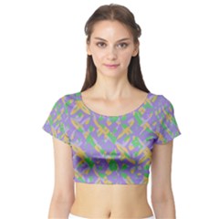 Mixed Shapes Short Sleeve Crop Top