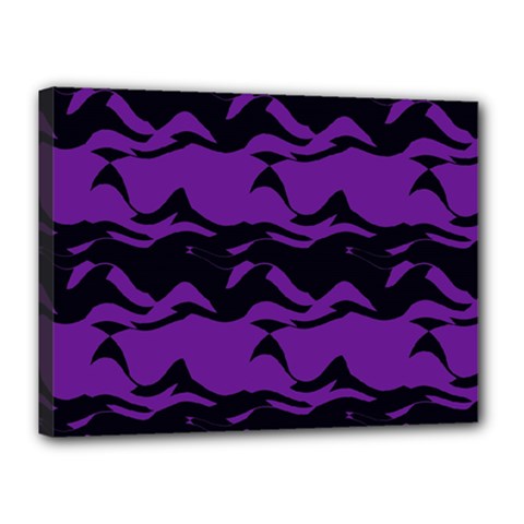 Mauve Black Waves Canvas 16  X 12  (stretched)