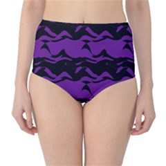 Mauve Black Waves High-waist Bikini Bottoms