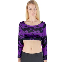 Mauve Black Waves Long Sleeve Crop Top