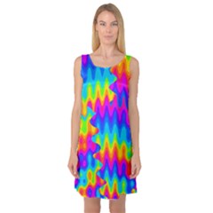 Amazing Acid Rainbow Sleeveless Satin Nightdresses