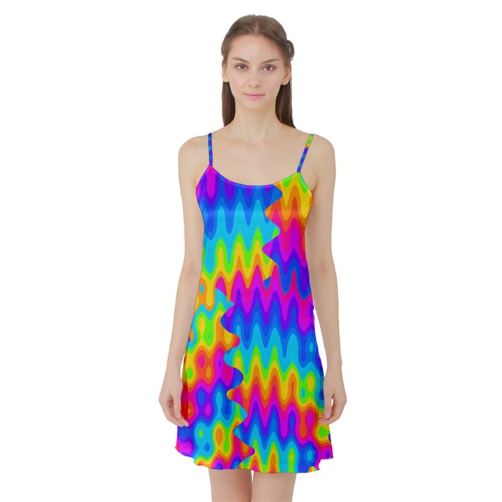 Amazing Acid Rainbow Satin Night Slip