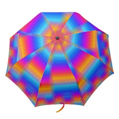 Psychedelic Rainbow Heat Waves Folding Umbrellas by KirstenStar