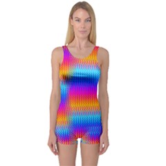 Psychedelic Rainbow Heat Waves Women s Boyleg One Piece Swimsuits by KirstenStar