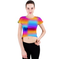 Psychedelic Rainbow Heat Waves Crew Neck Crop Top by KirstenStar