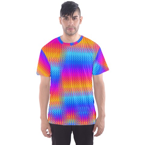 Psychedelic Rainbow Heat Waves Men s Sport Mesh Tees by KirstenStar