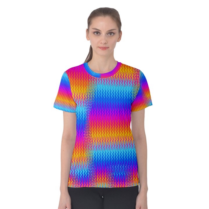 Psychedelic Rainbow Heat Waves Women s Cotton Tees