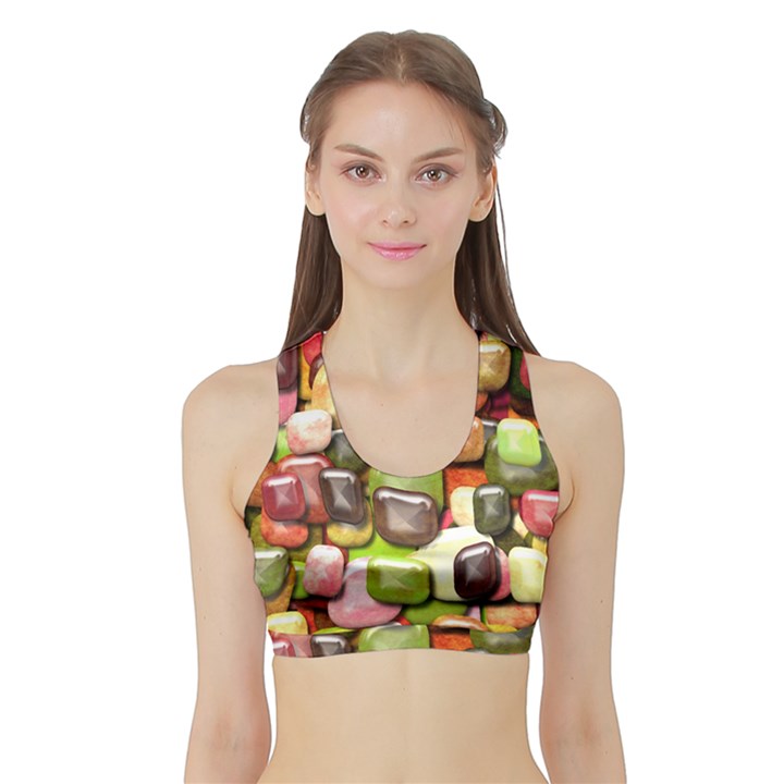 Stones 001 Women s Sports Bra with Border