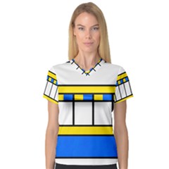 Stripes And Squares Women s V-neck Sport Mesh Tee