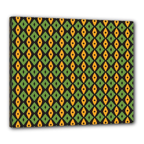 Green Yellow Rhombus Pattern Canvas 24  X 20  (stretched)