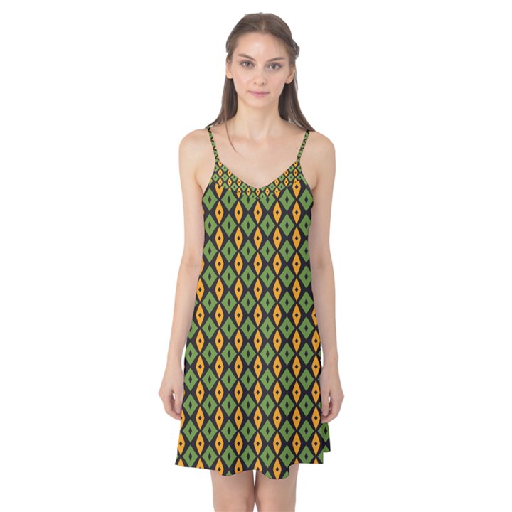 Green yellow rhombus pattern Camis Nightgown