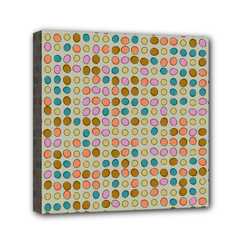 Retro Dots Pattern Mini Canvas 6  X 6  (stretched)