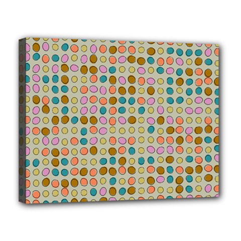 Retro Dots Pattern Canvas 14  X 11  (stretched)