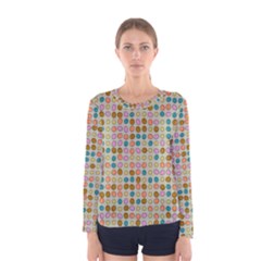 Retro Dots Pattern Women Long Sleeve T-shirt