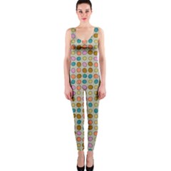 Retro Dots Pattern Onepiece Catsuit