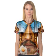 Graffiti Sunglass Art Women s V-neck Sport Mesh Tee