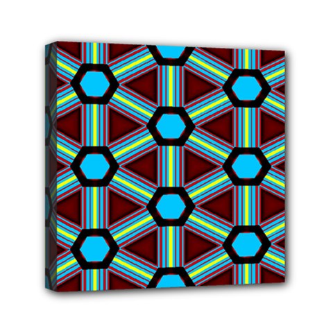 Stripes And Hexagon Pattern Mini Canvas 6  X 6  (stretched) by LalyLauraFLM