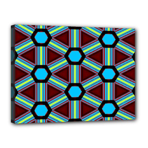 Stripes And Hexagon Pattern Canvas 16  X 12  (stretched)