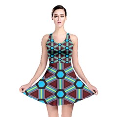 Stripes And Hexagon Pattern Reversible Skater Dress