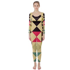 Rhombus And Triangles Pattern  Long Sleeve Catsuit