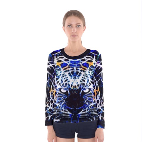 Officially Sexy Panther Collection Blue Women s  Long Sleeve T-shirt by OfficiallySexy