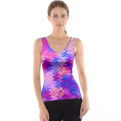 Pink And Purple Marble Waves Tank Tops