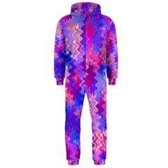 Pink And Purple Marble Waves Hooded Jumpsuit (men)  by KirstenStar