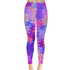 Pink And Purple Marble Waves Women s Leggings by KirstenStarFashion