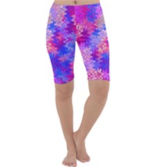 Pink And Purple Marble Waves Cropped Leggings