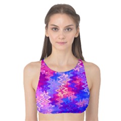 Pink And Purple Marble Waves Tank Bikini Top