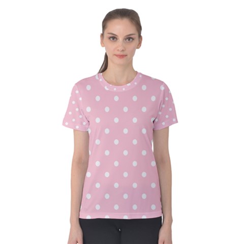 Pink Polka Dots Women s Cotton Tees by LokisStuffnMore