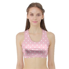 Pink Polka Dots Women s Sports Bra With Border