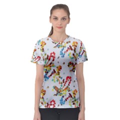 Colorful Paint Strokes Women s Sport Mesh Tee