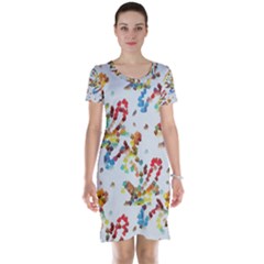 Colorful Paint Strokes Short Sleeve Nightdress