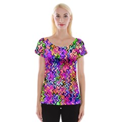 Swirly Twirly Colors Women s Cap Sleeve Top