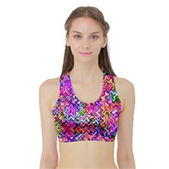 Swirly Twirly Colors Women s Sports Bra With Border