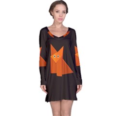 Dark Cute Origami Fox Long Sleeve Nightdresses