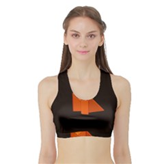 Dark Cute Origami Fox Women s Sports Bra With Border