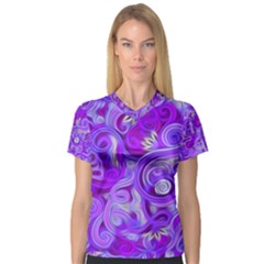 Lavender Swirls Women s V-neck Sport Mesh Tee