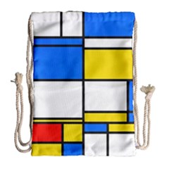 Colorful Rectangles Large Drawstring Bag by LalyLauraFLM