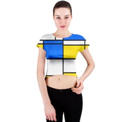 Colorful Rectangles Crew Neck Crop Top