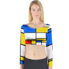 Colorful Rectangles Long Sleeve Crop Top