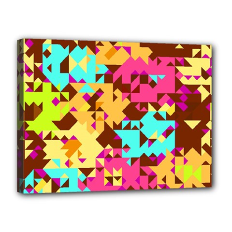 Shapes In Retro Colors Canvas 16  X 12  (stretched)