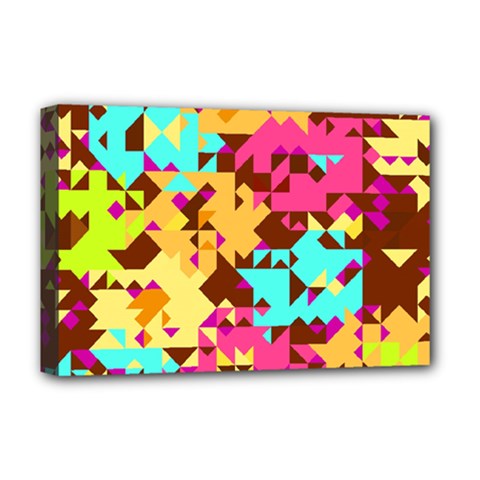 Shapes In Retro Colors Deluxe Canvas 18  X 12  (stretched)