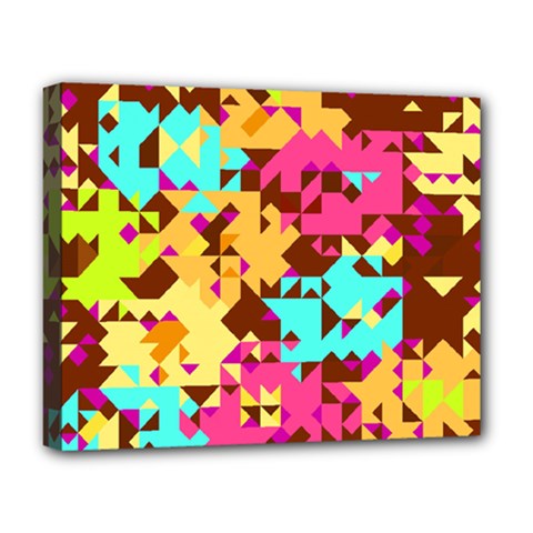 Shapes In Retro Colors Deluxe Canvas 20  X 16  (stretched)