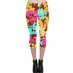 Shapes In Retro Colors Capri Leggings