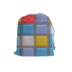 Shiny Squares Pattern Drawstring Pouch