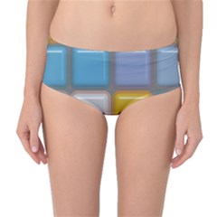 Shiny Squares Pattern Mid-waist Bikini Bottoms by LalyLauraFLM